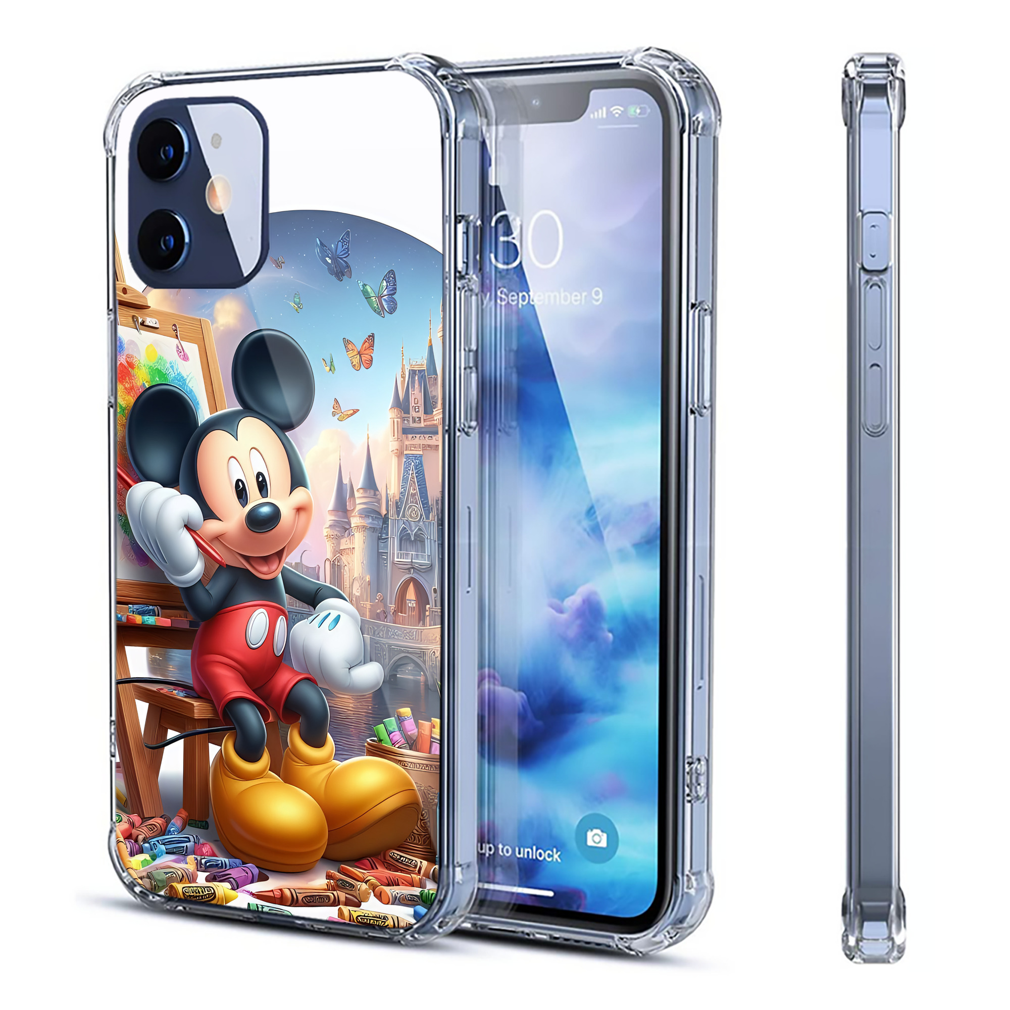 （画像用） ミッキーマウス Mickey Mouse 【iPhone 12シリーズ対応】透明スマホケース（クリアソフトケース）
